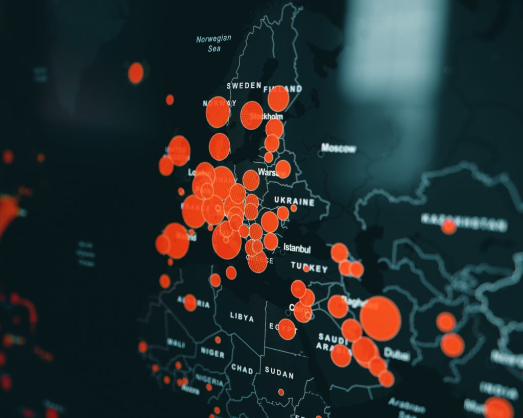 Corona Heatmap showing cases in Europe